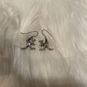 Silver Dangle Kangaroo Earrings